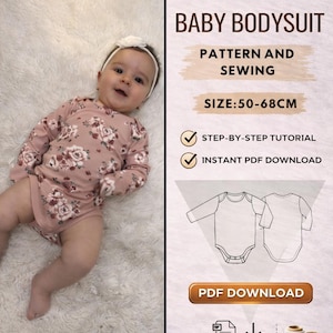 Patrón de costura de body // Patrón de costura en PDF // Patrón de bebé // Talla 50-68 // Body de bebé // Digital // Patrón de costura // Body superpuesto en PDF