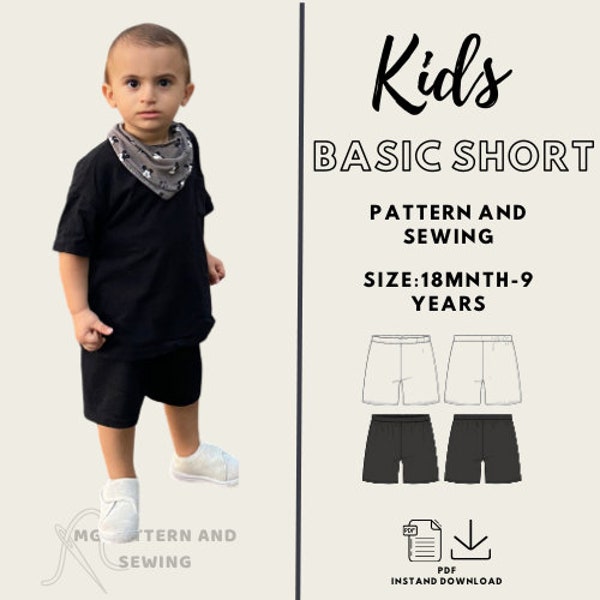 Shorts Pattern PDF Download- Baby Shorts- Toddler Shorts- Kids Sewing Pattern for Beginners- Basic kid short