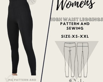 Leggings Sewing Pattern/XS-XL/High Rise Leggings Pattern Pants | Leggings pattern PDF | High Waisted Leggings/ Women's Leggings /Stepbystep