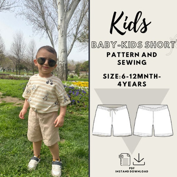 Baby- Kids Unisex shorts pattern/ Instand download/ Step by step/ Picture tutorial/ Size 6-12 mnth-4y/ Beginner /Baby Toddler Kids pattern