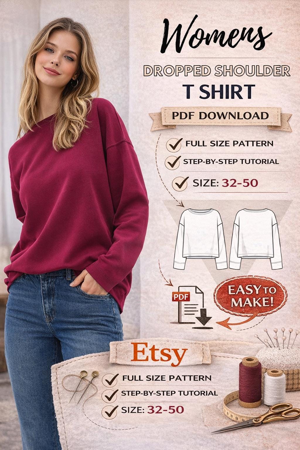 NZYIHAO Oversize Tshirt da donna a maniche a 3/4, classica a righe, camicetta estiva con scollo rotondo, maglione leggero, maglietta larga, comoda da donna, cachi, s
