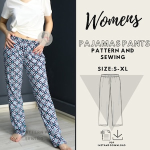 Womans Pajama Pants Pattern S XXL EASY Pajama Pattern pyjama Pattern Lounge Pants Sewing Pattern PDF Sewing Pattern for Women Etsy UK