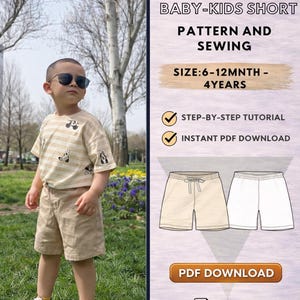 Baby- Kids Unisex shorts pattern/ Instand download/ Step by step/ Picture tutorial/ Size 6-12 mnth-4y/ Beginner /Baby Toddler Kids pattern image 1
