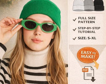 Gorro unisex / Patrón PDF / Tallas S, M y L / Nivel principiante / Fácil / Explicación ilustrada paso a paso