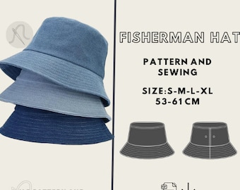 Unisex Fisherman Hat Pattern / Extra Easy Illustrated Step by Step Instruction / Instruction sheet and sewing pattern / Basic/Summerhat