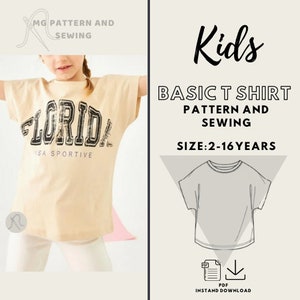 Modello maglietta a maniche corte per bambini/Modello di cucito maglietta per bambini/Modello di maglietta per bambini facile/Modello di maglietta per ragazzi e ragazze/Maglietta per bambini