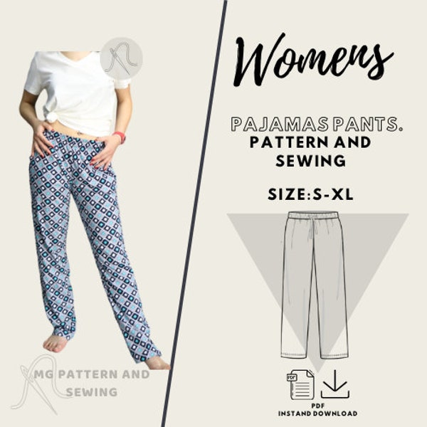 Womans Pajama Pants pattern /S-XXL/ Pajama Pattern/Pyjama Pattern/ Lounge Pants Sewing Pattern PDF/ Sewing Pattern for Women