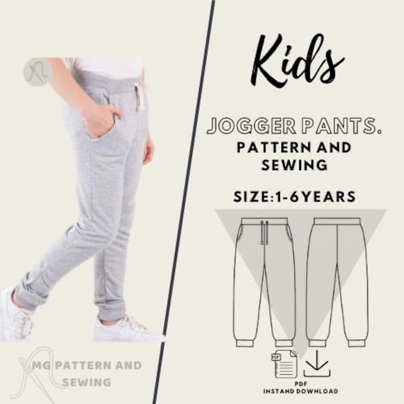 Kids Jogger Pants- PDF Pattern Digital/ Size 12 Mnth-6years