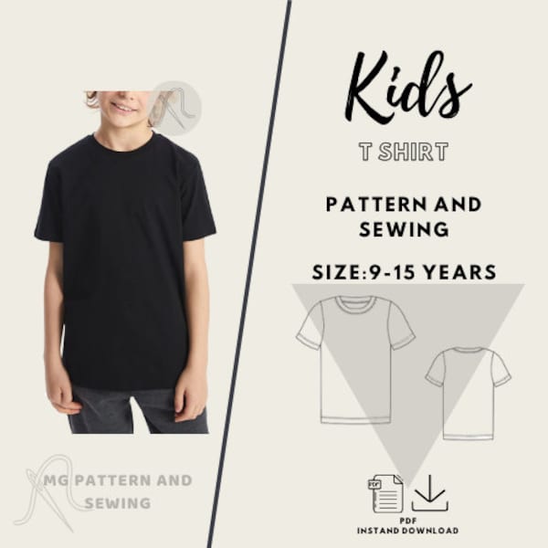 Kids T-Shirt Pattern Pdf /Instant Download /Step by step/Started Now/Follow Pictures/Casual Kids T-Shirt pattern