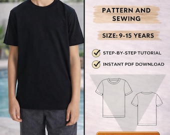 Patrón de camiseta infantil en PDF / Descarga instantánea / Paso a paso / Comienza ahora / Sigue las imágenes / Patrón de camiseta infantil informal