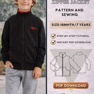 Kinder Jacke / Schnittmuster / PDF / Schnittmuster / Alle Grössen 18 Monate- 7 Jahre / Instant Download / Einfache Nähanleitung