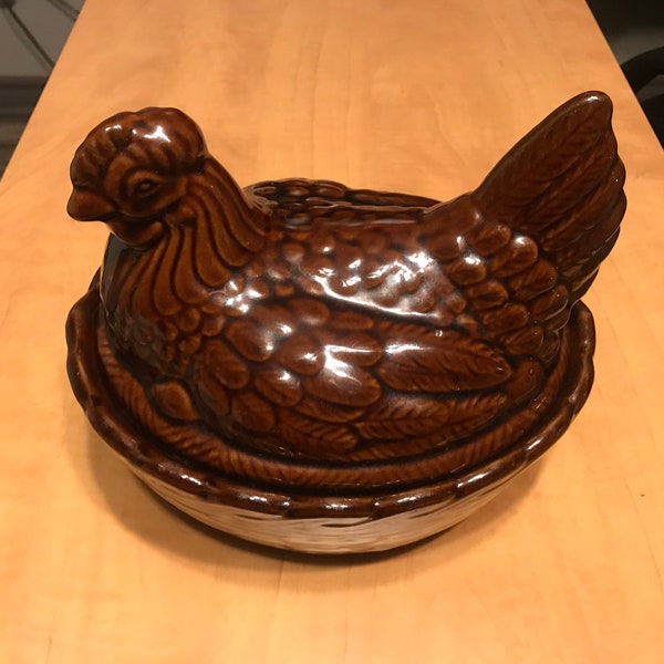 Sehr seltener Vintage Rosenthal Netter Taiwan Große Keramik Henne auf Nest