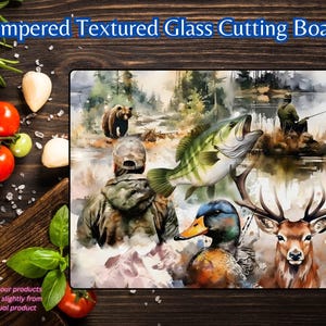Outdoorsman Cutting Board, Gift for Fisherman, Hunting Cabin Gifts, Hunting and Fishing Gifts,Sportsman Gift,Fish Cleaning Board, Cabin Gift