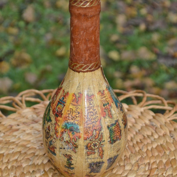 World Map Glass Decorative Liquor Bottle Wine Bottle Vintage Liquor Bottle Man Cave Decor
