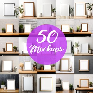 50 moderna rammockuppaket, konsttryck PNG (digital nedladdning)