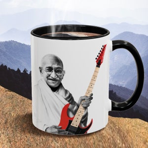 best gift for guitar teacher coffee guitar lover guitar enthusiast Ghandi guitarist mug be the guitarist you wish to see in the world father