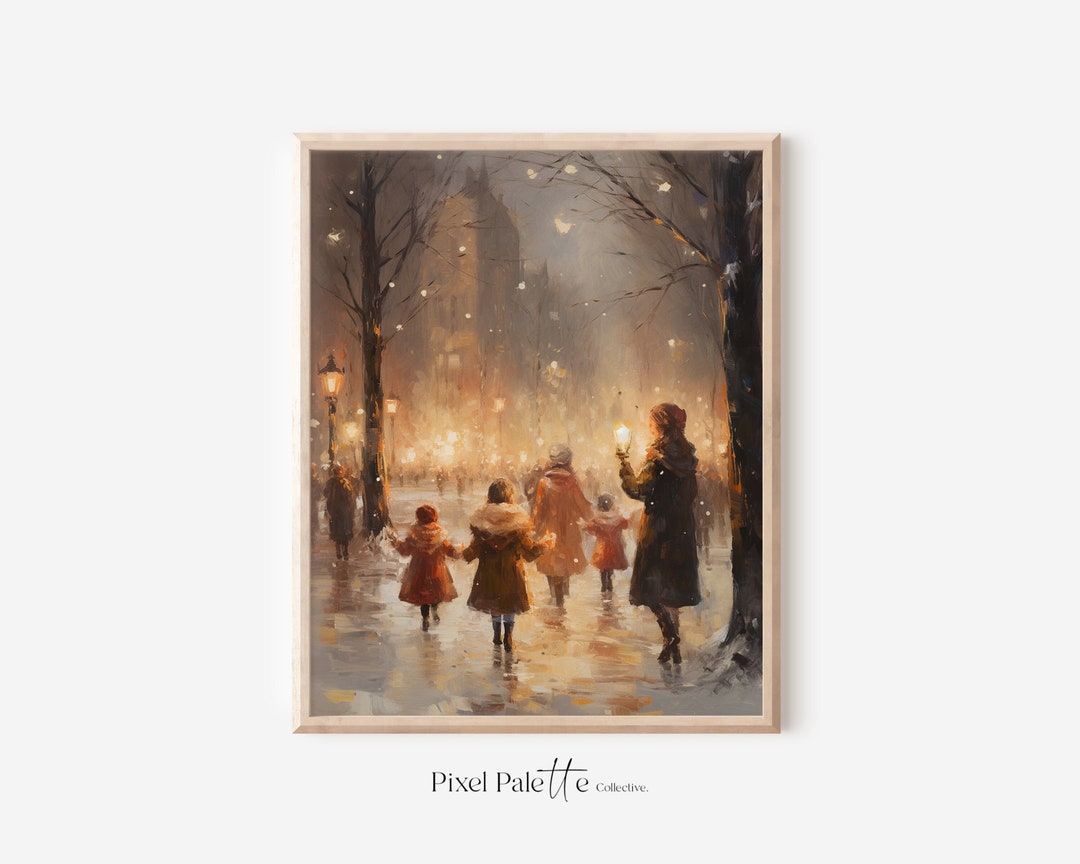 Winter Painting, Digital Download, Vintage Oil Painting, Cold Weather