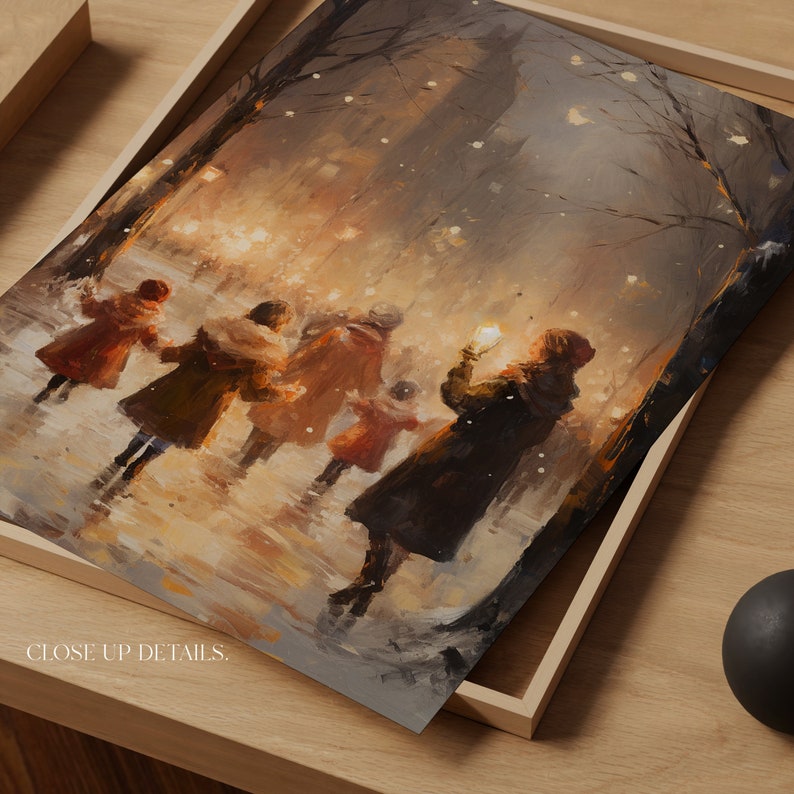 Winter Painting, Digital Download, Vintage Oil Painting, Cold Weather