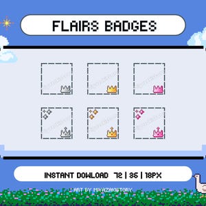 Crown Flairs Pixel Sub Badges | Bit Badges | Sparkle Sub Badges | Gold Badges | Twitch Flairs | Discord Roles | Discord, Youtube