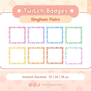 Gingham Flairs Sub Badges | Bit Badges | Border Sub Badges | Twitch Graphic | Discord Roles | Discord, Youtube