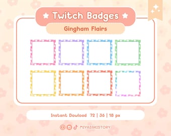 Gingham Flair Sub Badges: Twitch, Discord, Youtube (Digital Download)