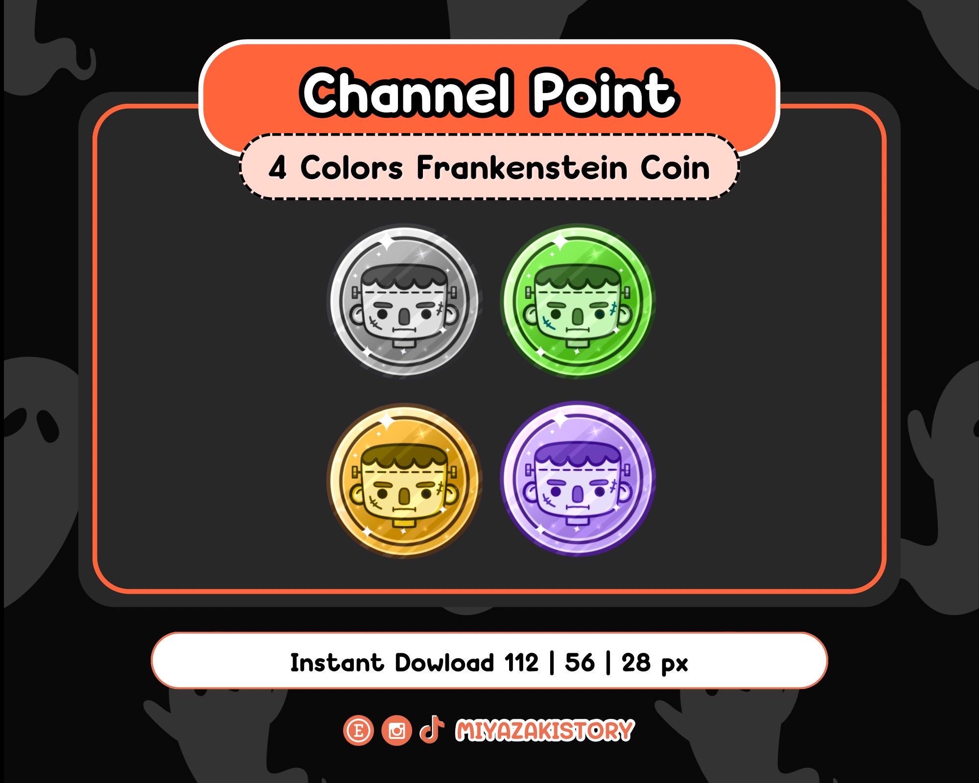 Frankenstein Coin Channel Point Halloween for Twitch| Spooky Stream Reward | Ghost Emotes | Twitch Graphic | Streaming Design