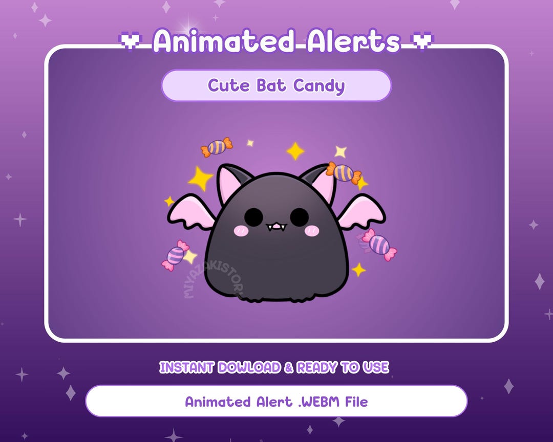 Cute Bat Candy Animated Alerts | Halloween Stream Alerts | Ghost Alert ...