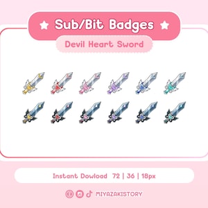 12 Devil Sword Sub Badges | devil badges | Sword twitch  | weapon twitch badges | Fantasy RPG Icons for Twitch, Discord Assets