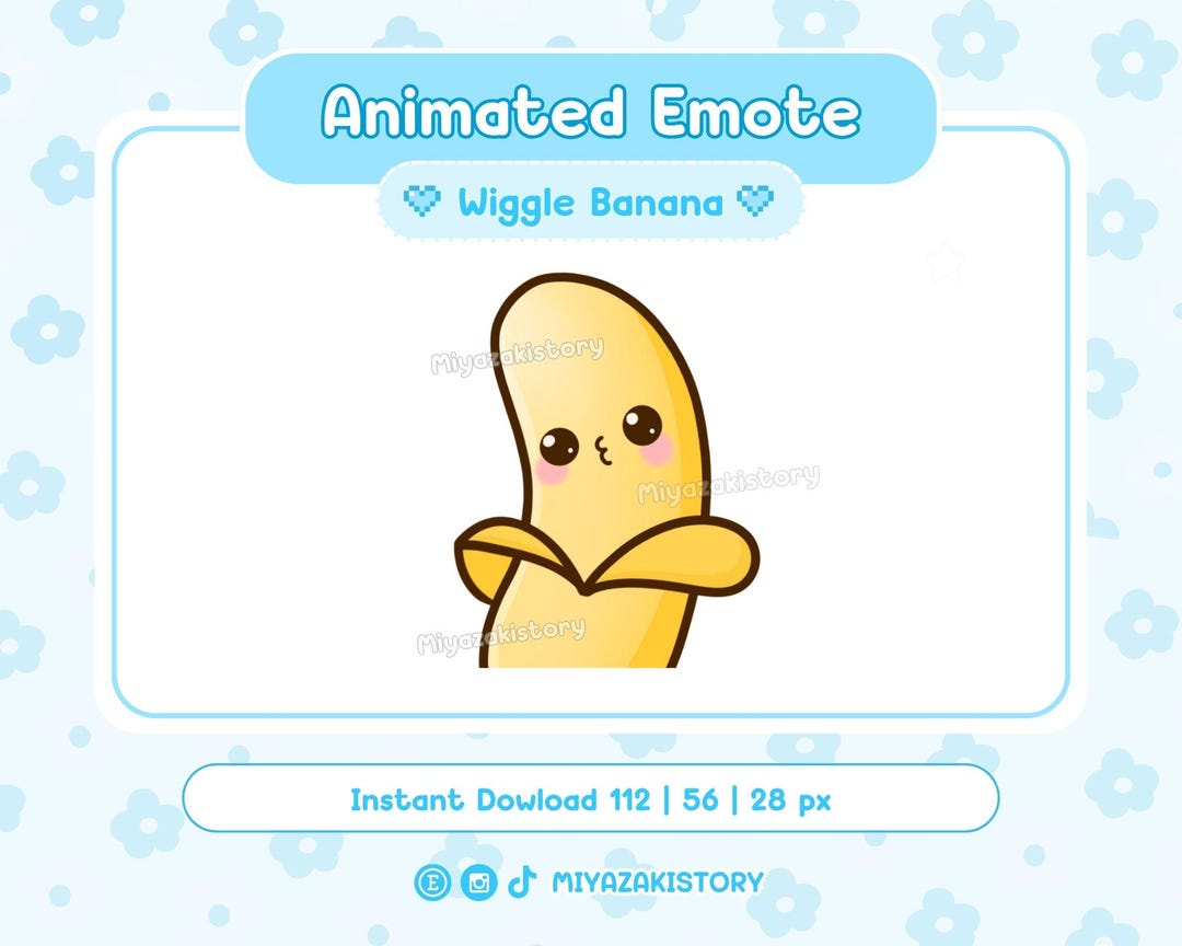 Animated Banana Wiggle Emote : Dance Emote, Kawaii Twitch Emote, Fruit ...