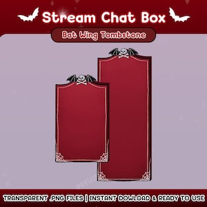 Bat wings Halloween Chat Box Stream Overlay | Halloween twitch | Goth Gravestone | Gothic Vtuber Asset | Ghost Chat Box