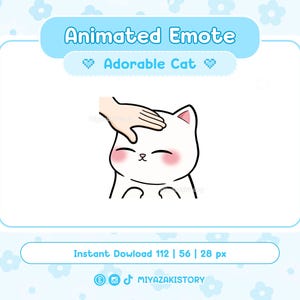 Animated White Cat Adorable Emote | animal emotes | Cute emote twitch | Chibi emote | Ready to use