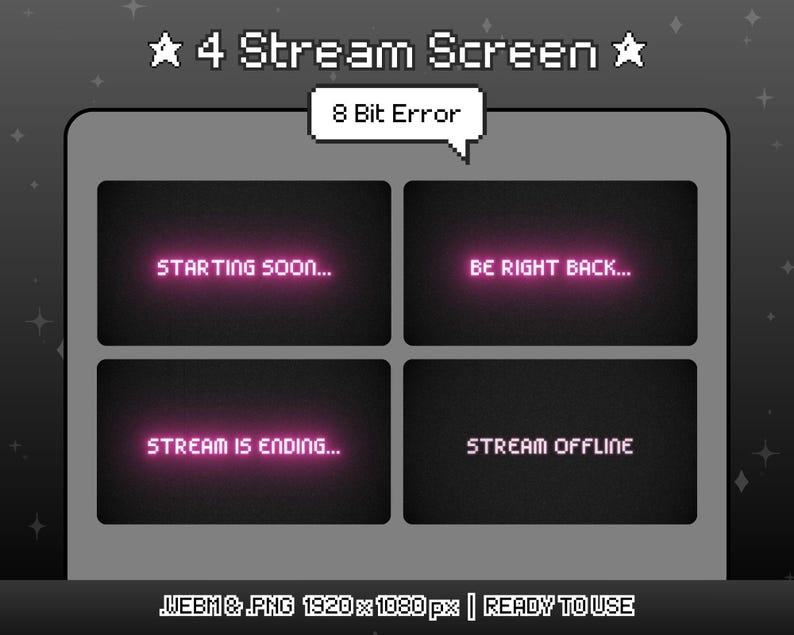 Animated Retro VHS Stream Screen: 8-bit Error Twitch Overlay (WEBM ...