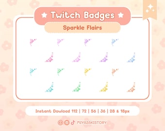 Sparkle Flairs Sub Badges | Bit Badges | Cute Sub Badges | Twitch Graphic | Discord Roles | Discord, Youtube