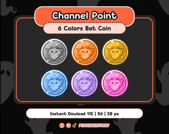 Bat Coin Channel Point Halloween for Twitch| Spooky Stream Reward | Cute Gold Coin | Twitch Graphic | Streaming Design