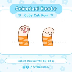 Animierte orange Katzenpfote | Emote für Twitch | Niedliches Chibi Emote | Gebrauchsfertig