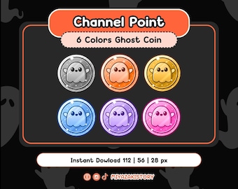 Ghost Coin Channel Point Halloween for Twitch | Spooky Stream Reward | Cute Gold Coin | Twitch Graphic | Streaming Design