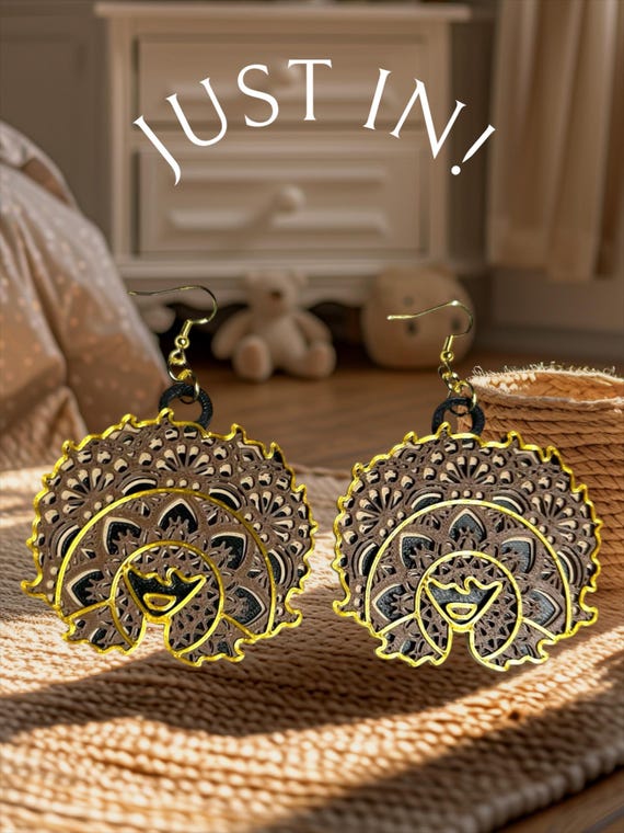 Afro-centric Layered Women with Gold Earring Set