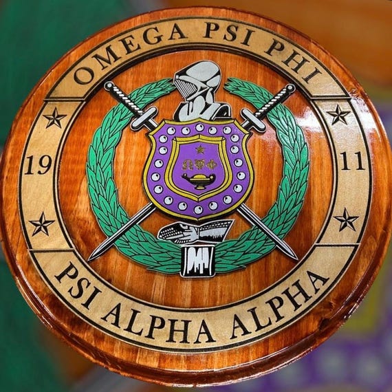 OMEGA PSI PHI Crest Wooden Wall-mounted Art.