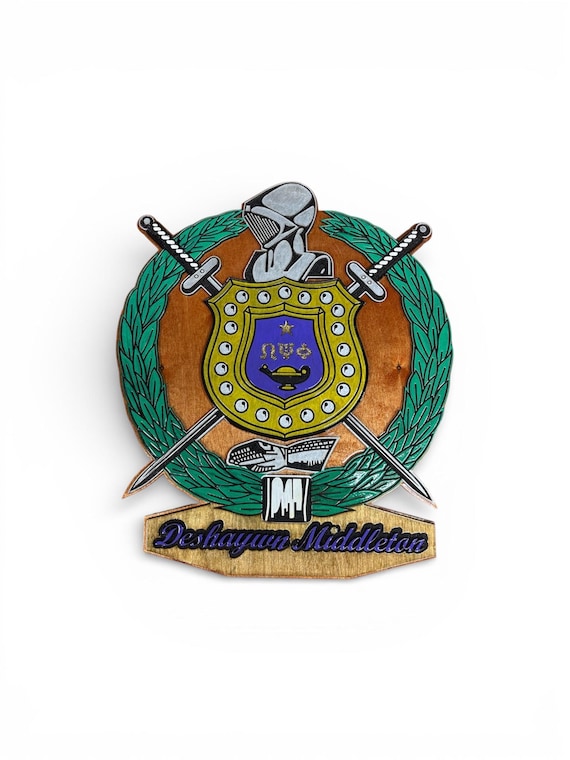 The Middleton 20 inch OMEGA PSI PHI Crest Wooden Wall-mounted Art.
