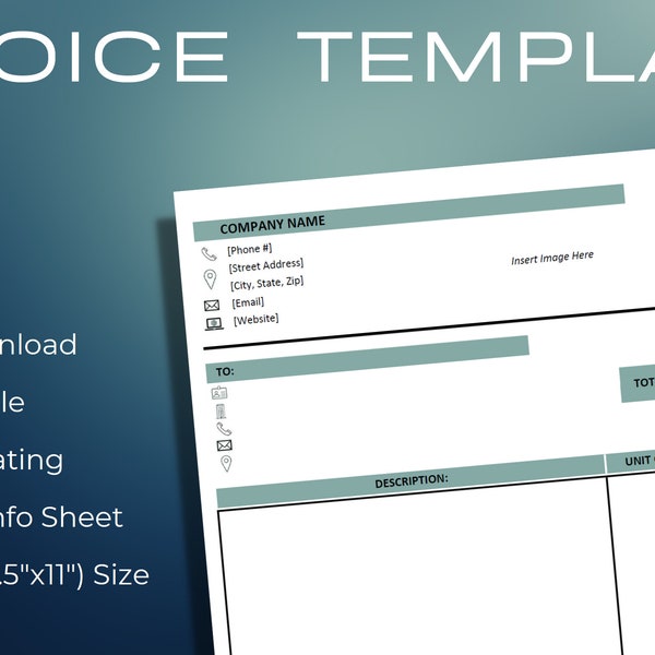 Auto Populating Invoice | Personal Use | Small Business | Customizable | Editable Excel Invoice Template | Easy to Use | Drop Down Menu