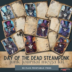 Junk Journal Kit, Steampunk Halloween Dekor, Vintage Ephemera, druckbare digitale Papiere, Mixed Media, Papierhandwerk, Collage Sheet zum Ausdrucken