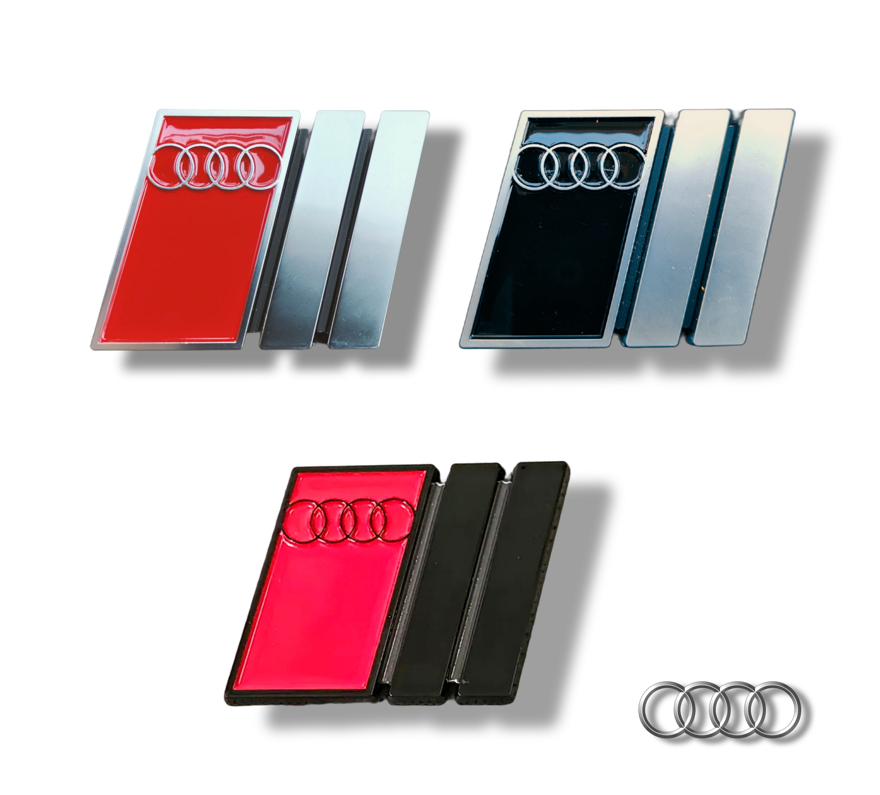 3 x Audi Stickers for Mirror - White 