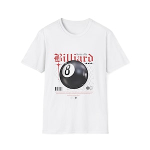 Billiards Graphic Tee, Unisex Softstyle T-Shirt for Pool Lovers, Casual Wear, Gift for Gamers, Lounge Shirt, Summer Outfit