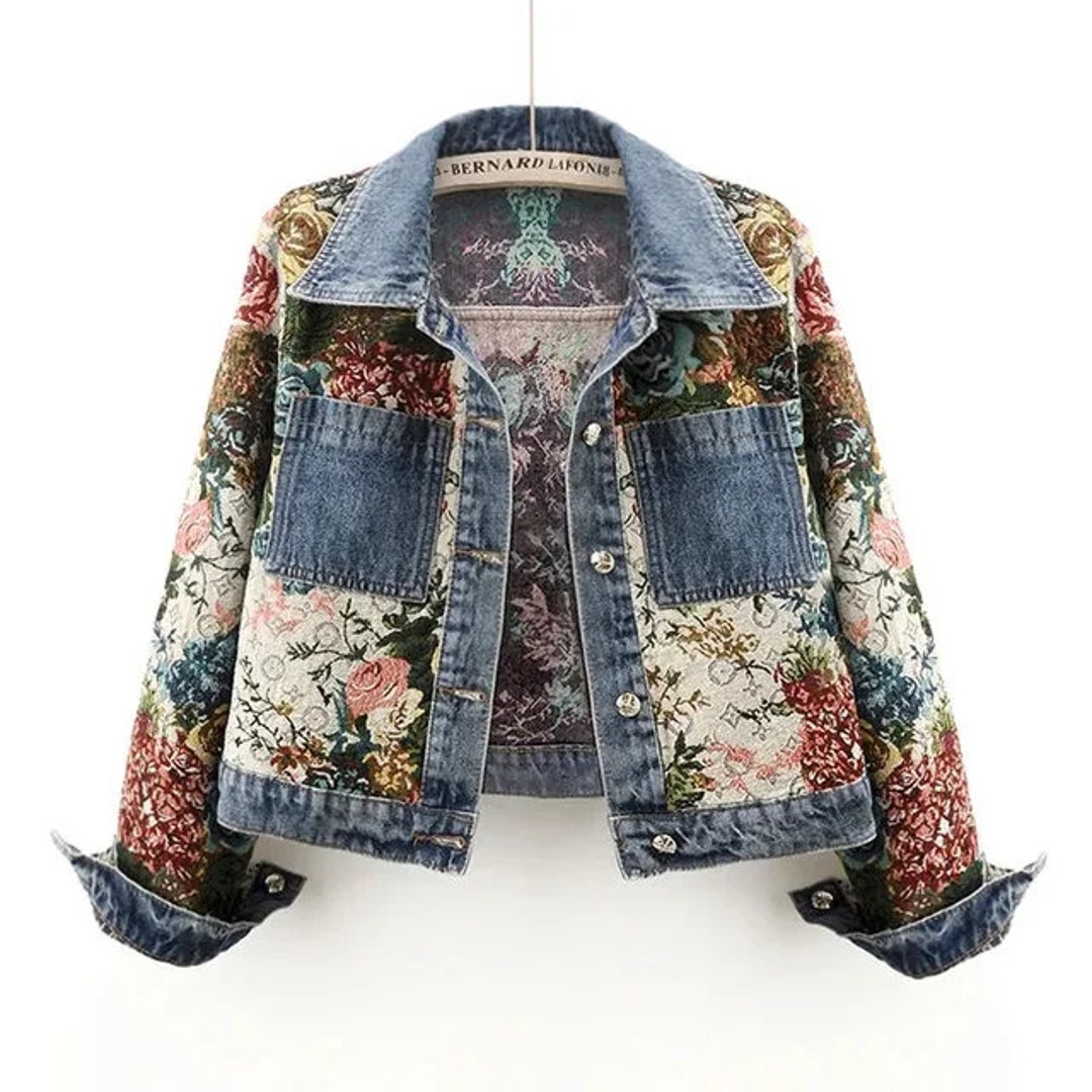 FLORAL COSMOS DENIM CHAQUETA