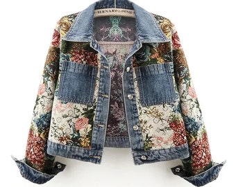 Custom denim jacket with flowers