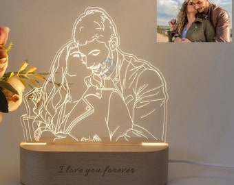 Personalized Gift, Custom Photo 3D Lamp, Wedding Anniversary Valentine’s Day Gift, Night Light, Picture, Text, Engraving