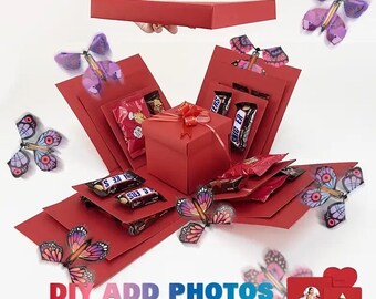 Regalo creativo: scatola antideflagrante fai-da-te, sorpresa per San Valentino, esplosione fatta a mano con magica farfalla volante, confezione regalo di compleanno