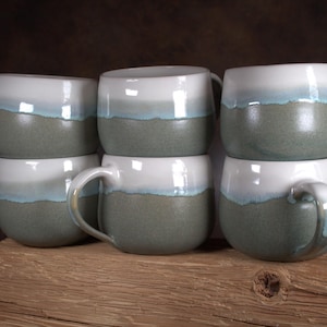 Hand-made ceramic cups set // 6 pottery cups 400 ml