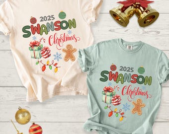 Personalized Family Christmas T-Shirt: Holiday Last Name Matching Tee