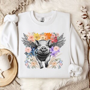 Farm Animal Shirt, Boho Shirt, Funny Farm Shirt, Pet Lover Shirt, Gift For Farmer, Pig Owner Shirt, Weird Shirt, Gift For Mom, Flying Pigs